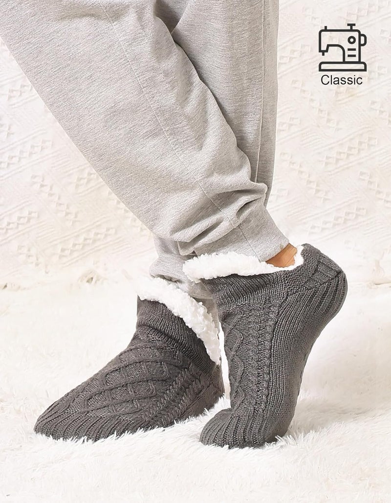 SIMIYA Winter Slipper Socks for Men Women with Grippers – Warm, Fuzzy, Fleece-Lined, Non-Slip, Cozy & Thick for Cold Weather - Image 4